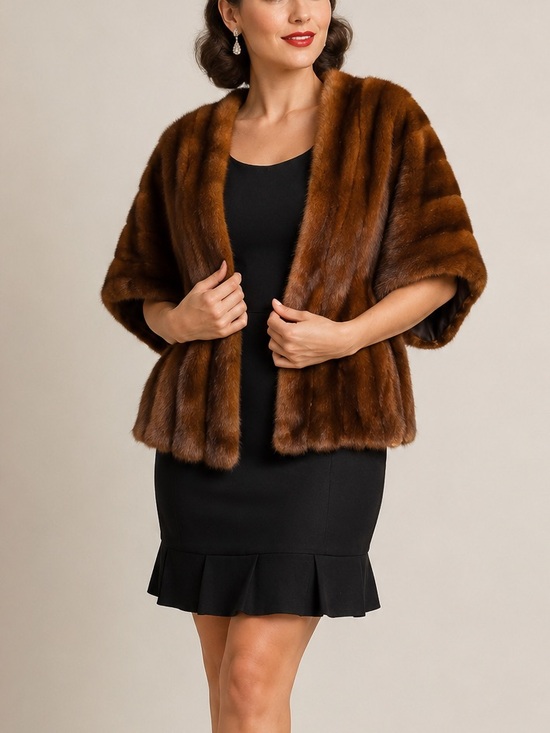 Accessories - Vintage 1950s Brown Mink Fur Stole Wrap Capelet Rockabilly Fancy Dress